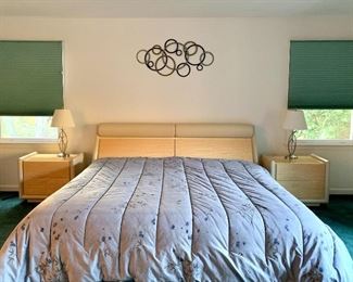 Item 55:  Giorgio Collection, Made in Italy, Lacquered Birdseye Maple - King Bed with Storage Headboard: $895