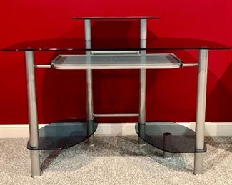 Item 77:  Smoked Glass Computer Desk - 46.5"l x 28.5"w x 36"h: $65