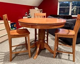Item 76:  Game table and 4 chairs: $245                                               Table - 48" x 35"                                                                                                      Chairs - 19"l x 18"w x 41"h