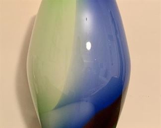 Item 88:  Unmarked beauty!  Heavy Blue vase on one side, red on the other! (Made in Poland) - 6" x 14":  $45