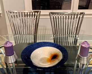 Item 85:  Silver contemporary candle holders: $12