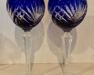 Item 117:  Cobalt cut to clear goblets: $45 for pair