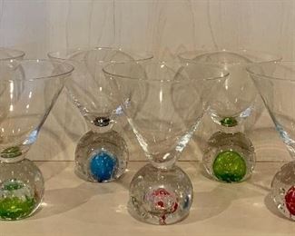 Item 118:  Art glass martini set (6): $75