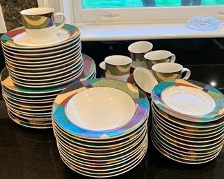 Item 135:  Mikasa Studio Nova Impulse Y 2262 - service for 12: $245                                                                                                            12 dinner, 12 salad, 12 soup, 12 cups & saucers