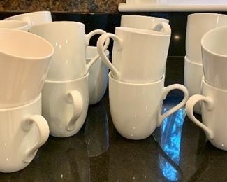 Item 138:  Set of 17 white coffee cups: $35