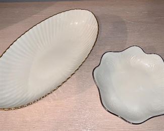 Item 144:  Two Lenox dishes: $20                                                                  Oval dish - 13.25" x 3"