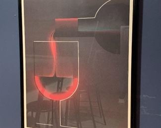 Item 105:  "Glass of wine" Print, framed- 20.5" x 28.5":  $65