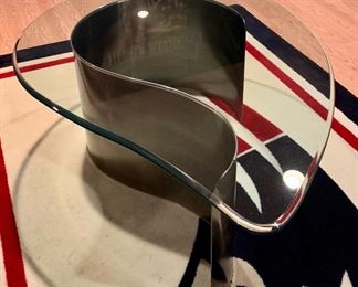 Item 166:  Contemporary chrome and glass coffee table - 53"l x 39"w x 19.25"h:  $325