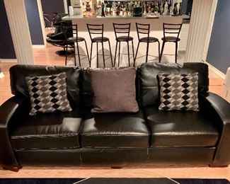 Item 174:  Natuzzi Black Leather Sofa (Made in Italy) - 91.5"l x 25"w x 34"h: $845