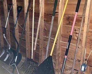 Lot of Yard Tools including shovels, rakes, brooms, etc: $45