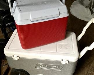 Coleman Cooler: $20    Red Rubbermade: $10