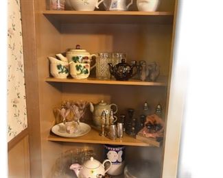 Glassware and teapots 