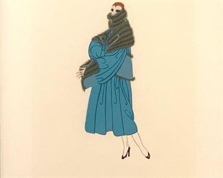 Erte (Romain de Tirtoff) (Russian/French 1892-1990) "Tres Chic,", Estimate $200 - $400. 1950, serigraph on paper, signed in pencil, lower right, numbered A.P. lower left, matted and framed Dimensions: 12 x 8 in. image size 21 x 17.5 in. as framed Condition: Appears very good, not examined out of frame. BUYER'S PREMIUM 23%