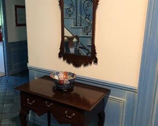 Console entryway table and mirror