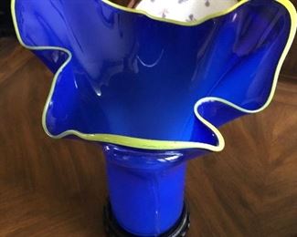 signed 2-color glass vase