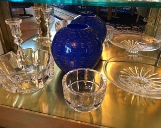Steuben, Orrefors and Waterford glass pieces