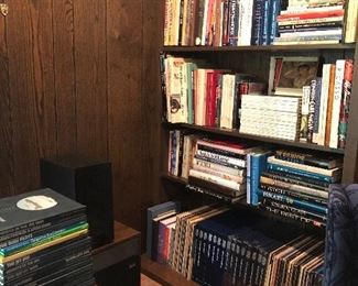 books - coffee table, artist books, and LP's