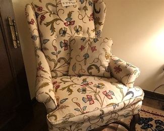 Armchair with wool toile pattern - custom made in North Carolina