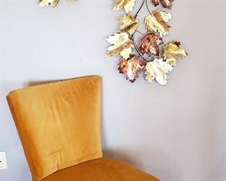 Velveteen boudoir chair & wall art