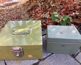 Vintage Tin Boxes Green $8 Grey $5