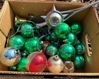 Vintage Christmas Ornament Lot with tree topper, $20