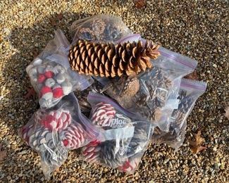 Handcrafted Felt Pinecones, Acorns and real pinecones $15 for all