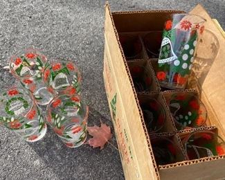 12 Vintage Christmas  Glasses $15