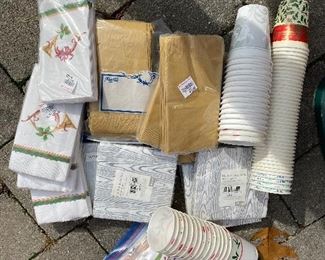 Paper napkins and cups, $8