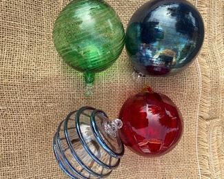 4 beautiful heavy swirl glass ornaments, $20