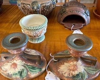 Roseville Back Left $50 7 x 4; Back Right $40 10 x 6; Middle Donatello $25 3.5 x 3; Front Pair $85 Dahlrose 6 x 4