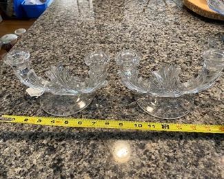 Pair of Glass Double Candle Holders $18  