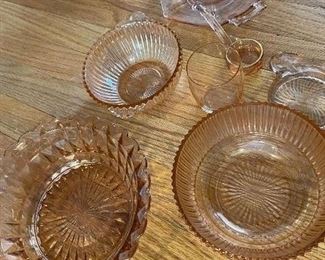 Pink glass lot $65