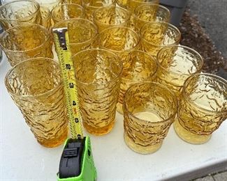 Assorted Vintage Anchor Hocking Amber/Gold Lido Milano Textured Glasses  $50 (see lot in Part 1)