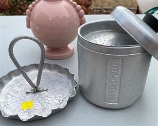 Tray, $4; grease pot $8; Vase $18