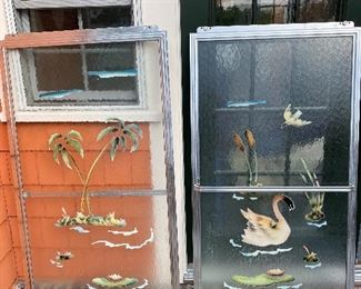 A RARE FIND! Vintage Shower doors with Aluminum Frame. (Outdoor Cottage Shower Maybe??) Each panel is 56 1/4” x 29 3/4” $595 NEW PRICE - - $390