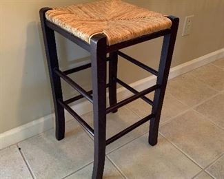 #9	Black bar stool with rush seat 24"H	 $10.00 
