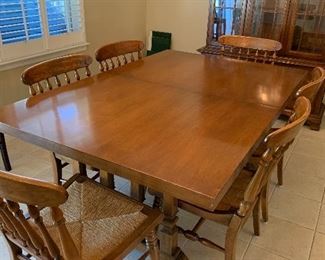 #7	Dining table with 6 Thomasville chairs and table pads 44"x66"x30"	 $225.00 
#8	Thomasville china cabinet. One piece. 52"x16"x75"	 $175.00 
