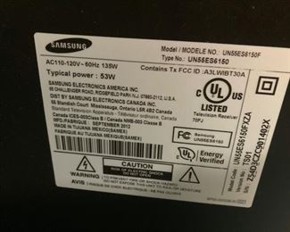 #46	Samsung 55" TV model #UN55ES6150F 2013	 $150.00 