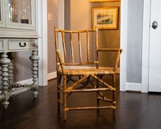 Lot 2- Bamboo Chair w/ Woven Seat, in Great Shape, 36" h x 25 1/2" w x 22" d, $75