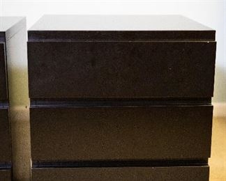 Lot 4- Pair of Moduli Muurame Bedside Tables by Pirkko Stenros, Light Damage on Top & Sides, 26" h x 20 1/2" w x 21 1/2" d, $250

