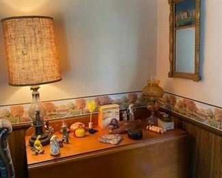 Against the Wall style Drop leaf Table, Lamp and decretive pieces