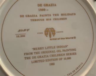 Ted DeGrazia Merry Little Indians Collectors Plate	13.5in Diameter