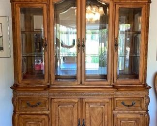 Traditional Carved Hardwood China Cabinet/Hutch	86x66x19.5in	HxWxD