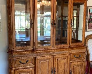 Traditional Carved Hardwood China Cabinet/Hutch	86x66x19.5in	HxWxD