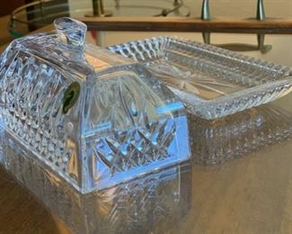 Waterford Crystal Lismore Covered Butter Dish in Box	4x7x4in	