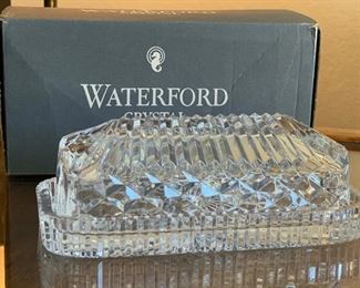 "Waterford Crystal Quarter Pound Covered Butter
Giftware in Original Box" 2.25x7.25x3.5in HxWxD