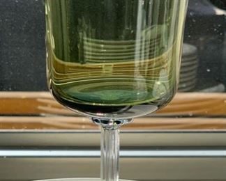 Set of 23 Fostoria Smoked Rose Etched Wine Glasses Lg: 6 5/8in Sm: 5 3/4”