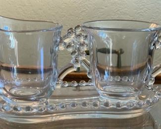 3pc Imperial Candlewick Sugar & Creamer Tray: 7 3/8” x 4”