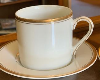 12pc Fitz and Floyd Cup & Saucer Set GOLD/WHITE Cup: 2.5inH x 2.5in Diameter