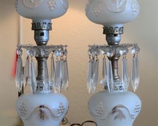 2pc Antique Crystal Lamps	16in H	
